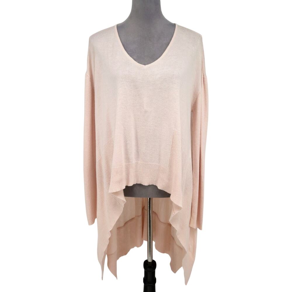Sen Sweater Womens One Size Pale Pink Lightweight Hi Lo Hem Coastal Lagenlook